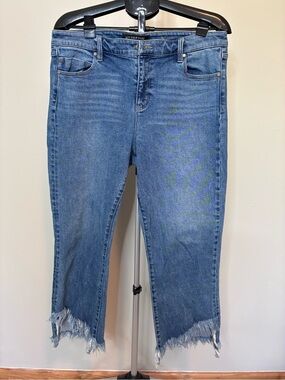 Liverpool Los Angeles Crop Flare Jeans Womens 14/32 Raw Hem Stretch Denim